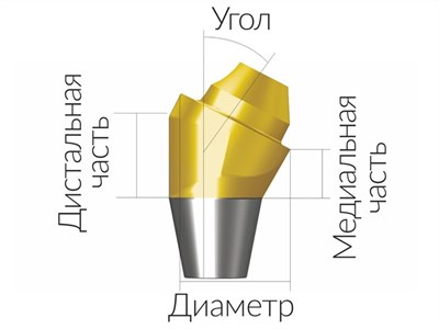 Винтовой угловой абатмент без шестигранника, диаметр 4.5 мм, Dentium (Ю.Корея) ASA45302018N